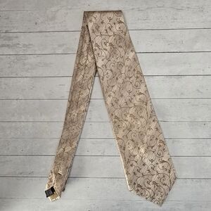 Men's Steve Land Hand Made Paisley Tan Silk Tie 61" X 4"